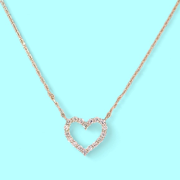 New Dainty Open Heart CZ Gold Plated Necklace - Picture 1 of 6